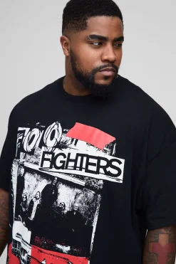 boohooMAN Grande taille - T-shirt à imprimé Foo Fighters<Homme T-Shirts Impriméstendances|T-Shirts