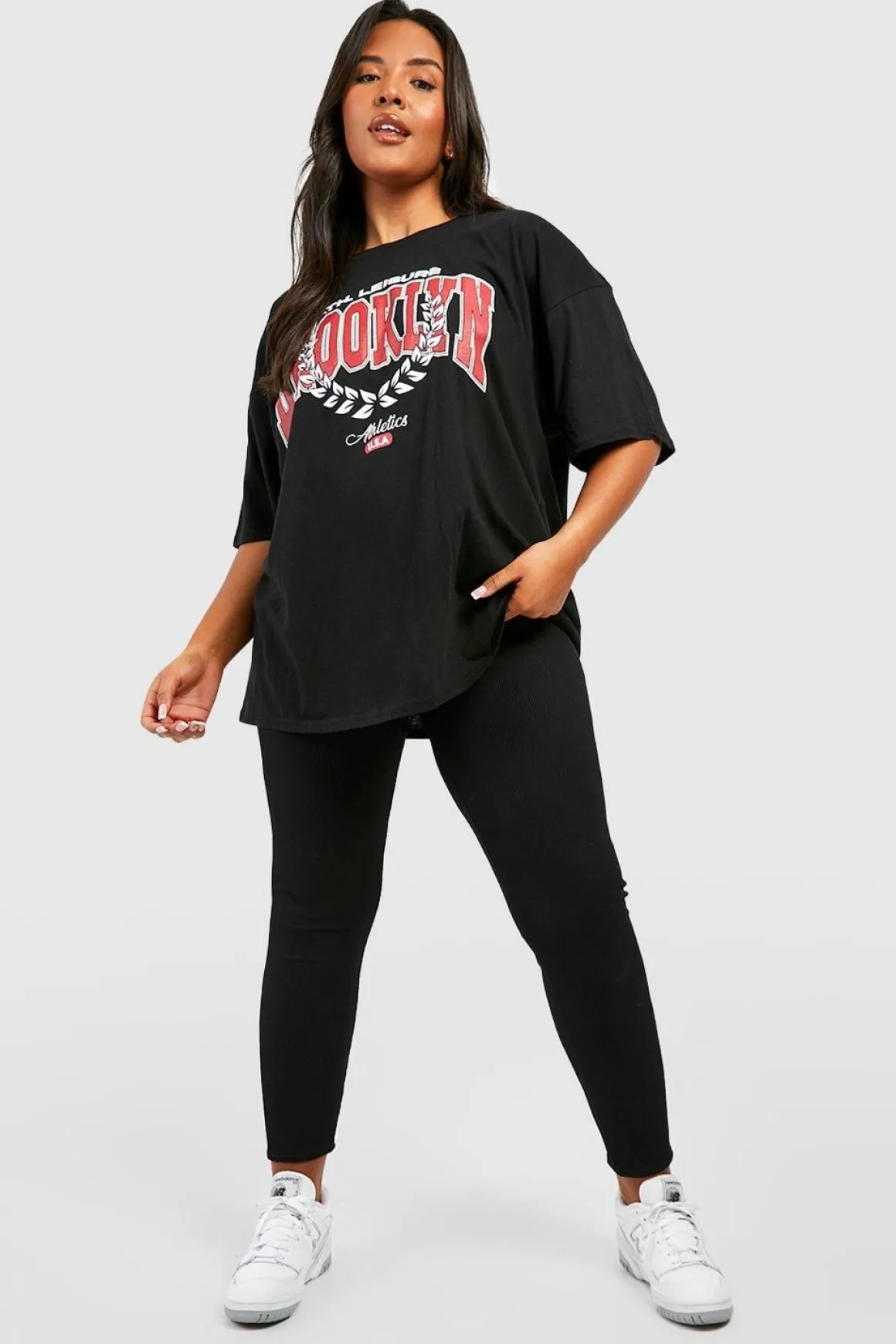 Grande taille - T-shirt oversize à slogan Brooklyn