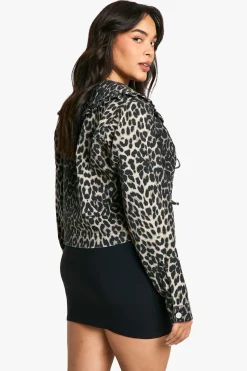 Grande taille - Veste en jean à imprimé léopard
