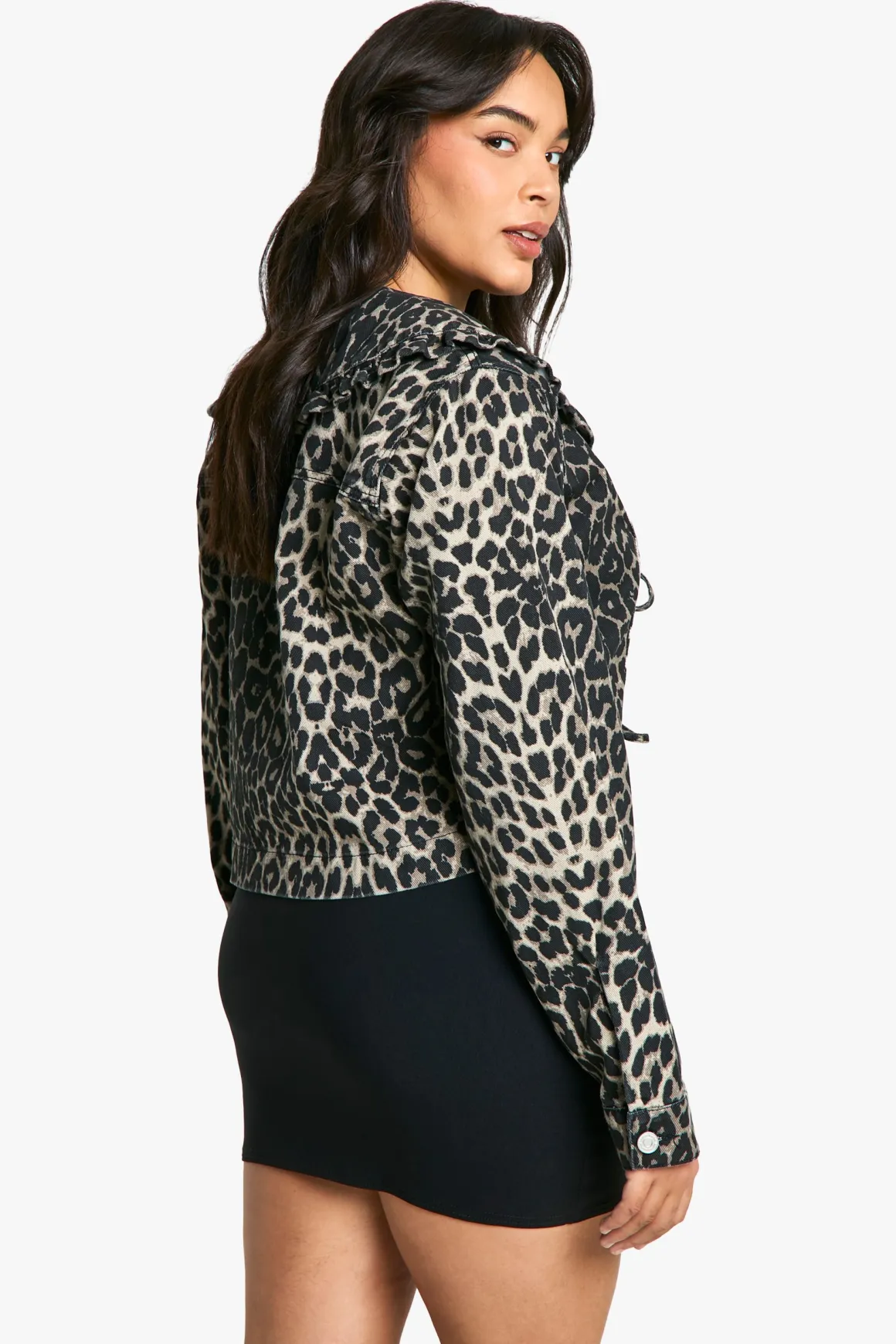 Grande taille - Veste en jean à imprimé léopard