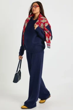 boohoo Grand pull tricoté oversize à col détaillé en maille épaisse et pantalon coordonné à jambes larges<Femme Pulls Et Gilets|Toutes Les Mailles