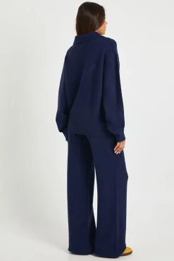 boohoo Grand pull tricoté oversize à col détaillé en maille épaisse et pantalon coordonné à jambes larges<Femme Pulls Et Gilets|Toutes Les Mailles