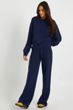 boohoo Grand pull tricoté oversize à col détaillé en maille épaisse et pantalon coordonné à jambes larges<Femme Pulls Et Gilets|Toutes Les Mailles