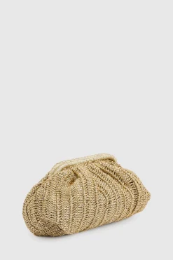Grand Sac Pochette Souple En Raphia Métallisé
