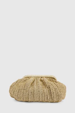 Grand Sac Pochette Souple En Raphia Métallisé