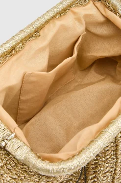 Grand Sac Pochette Souple En Raphia Métallisé