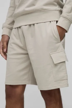 260GSM Loopback Basic Relaxed Fit Short Cargo Mi-Long