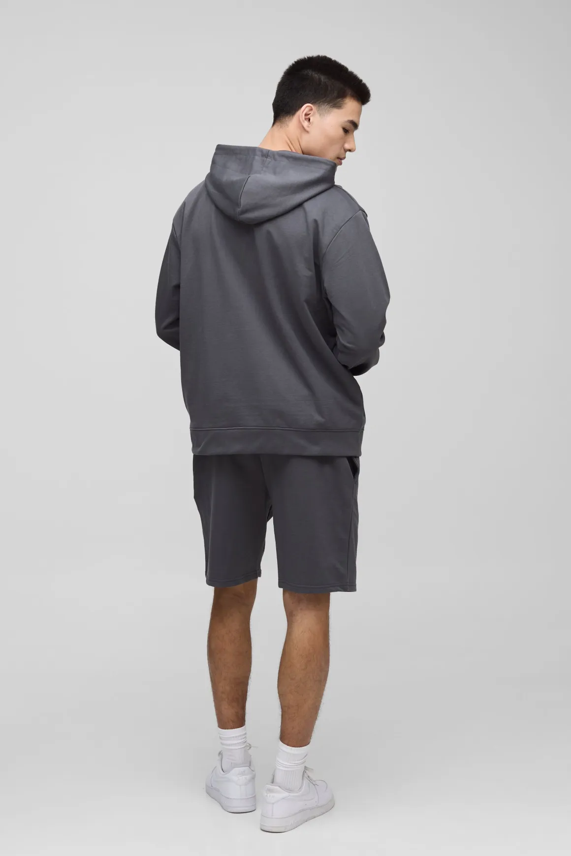 260GSM Loopback Basic Relaxed Fit Mid Length Shorts