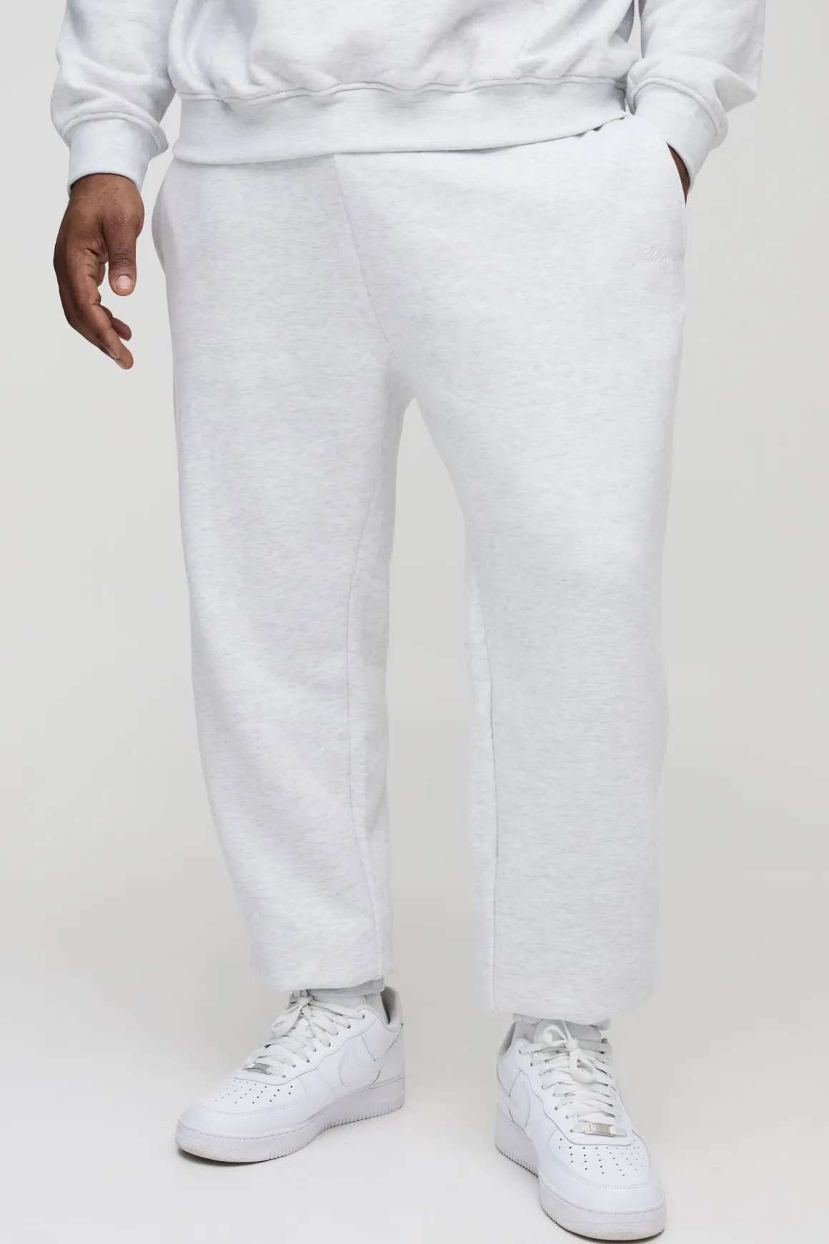 330GSM Plus Joggers Signature pour Homme Regular Fit en Gris Chinée