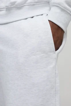 330GSM Plus Joggers Signature pour Homme Regular Fit en Gris Chinée