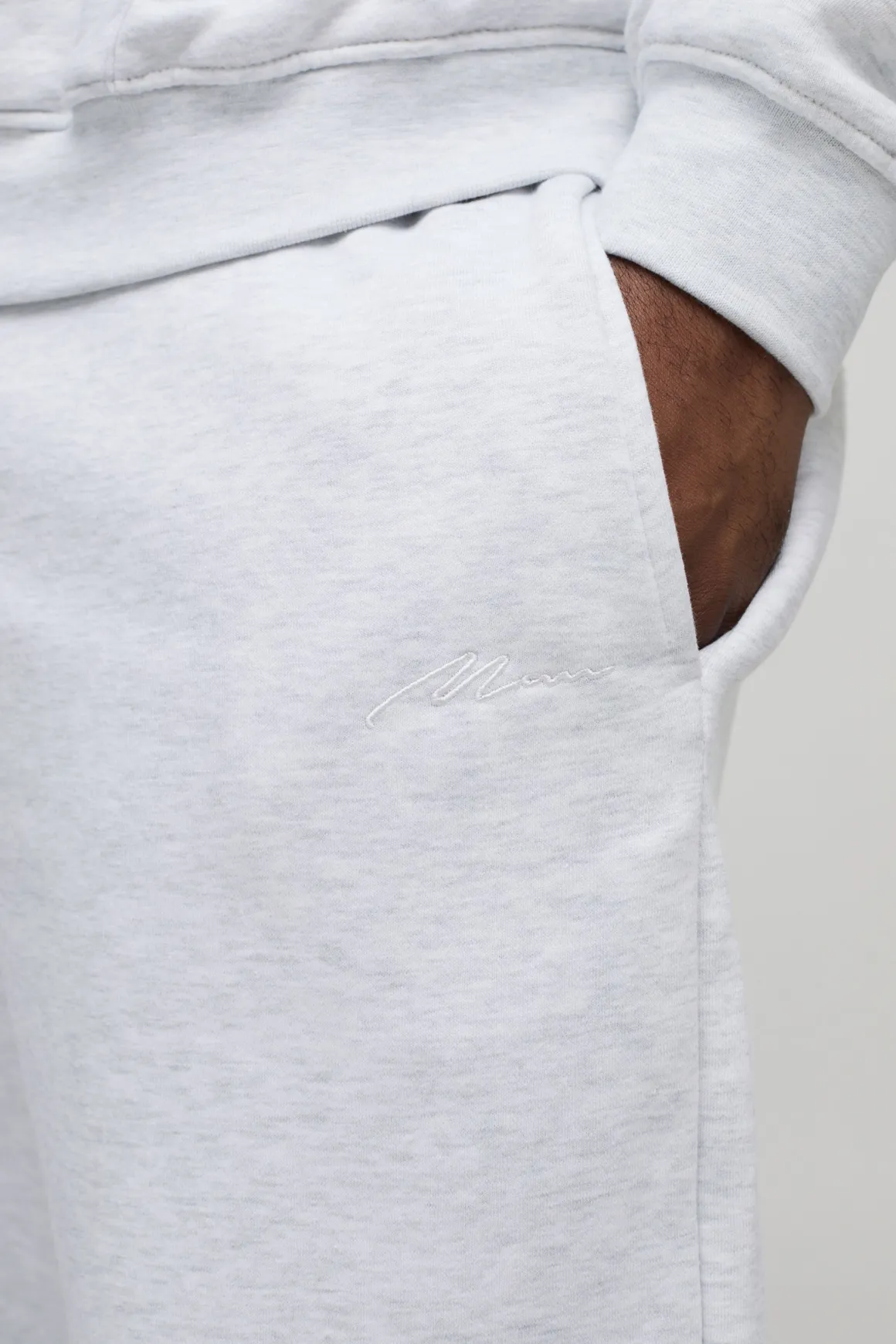 330GSM Plus Joggers Signature pour Homme Regular Fit en Gris Chinée