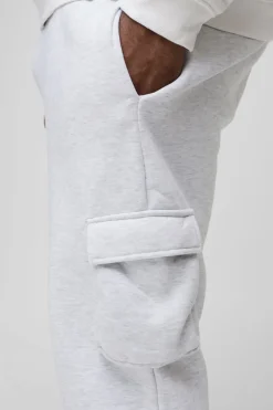 330GSM Plus Skinny Fit Cargo Joggers en gris marle