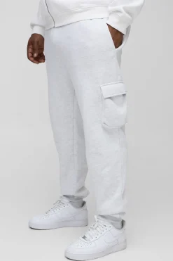 330GSM Plus Skinny Fit Cargo Joggers en gris marle
