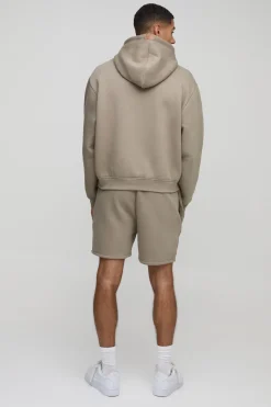 boohooMAN 330gsm Survêtement à capuche court pour homme oversize boxy ofcl<Homme Survêtements Grande Taille|Tout Afficher