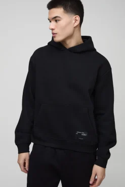 boohooMAN 330GSM Sweat à capuche surdimensionné et boxy avec marquage tissé<Homme Sweats À Capuche Et Sweatshirts|Sweats À Capuche Et Sweats