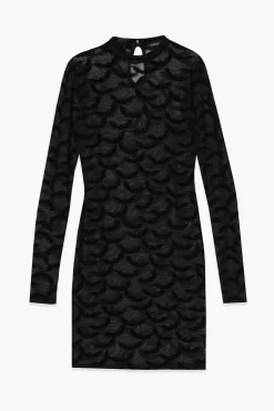 Halloween Flock Mesh Bat Mini Dress