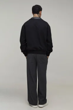 boohooMAN Harrington Col Contrasté À Col Montant Ajusté Coupe Régulière Tall<Homme Tout Afficher|Vestes & Manteaux Tall