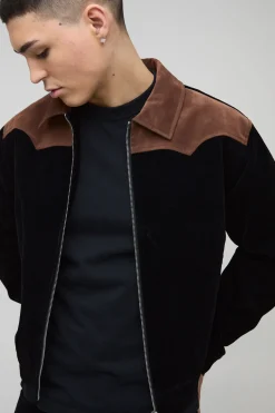 Harrington en denim ciré Western régulier