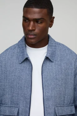 Harrington surdimensionné à coupe carrée en chevron