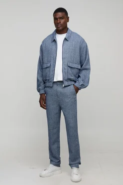 Harrington surdimensionné à coupe carrée en chevron