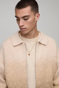 Harrington tricoté à zip ombré, coupe boxy