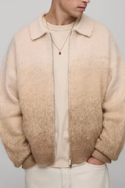 Harrington tricoté à zip ombré, coupe boxy