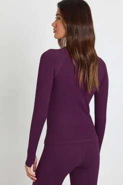 Haut Actif à Manches Longues Sans Couture Côtelé Contour