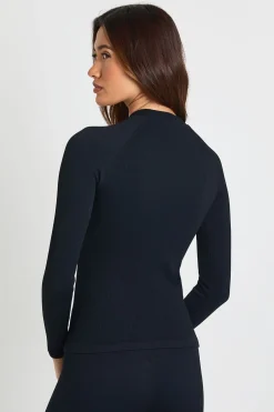 boohoo Haut Actif à Manches Longues Sans Couture Côtelé Contour<Femme Athleisure|Vêtements De Sport