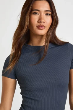 Haut Actif Sans Couture à Manches Courtes Côtelé Contour