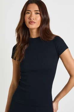 Haut Actif Sans Coutures à Manches Courtes Côtelé Contour