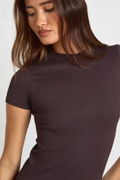 Haut Actif Sans Coutures à Manches Courtes Côtelé Contour