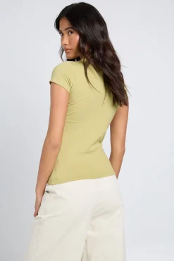 boohoo Haut Ajusté Basique À Manches Courtes Coupe Longue<Femme Basiques|Tops