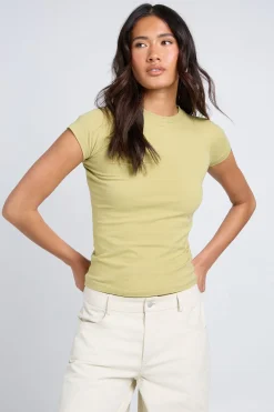 boohoo Haut Ajusté Basique À Manches Courtes Coupe Longue<Femme Basiques|Tops