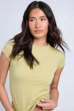 boohoo Haut Ajusté Basique À Manches Courtes Coupe Longue<Femme Basiques|Tops