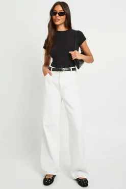 boohoo Haut Ajusté Basique À Manches Courtes<Femme Basiques|Tops
