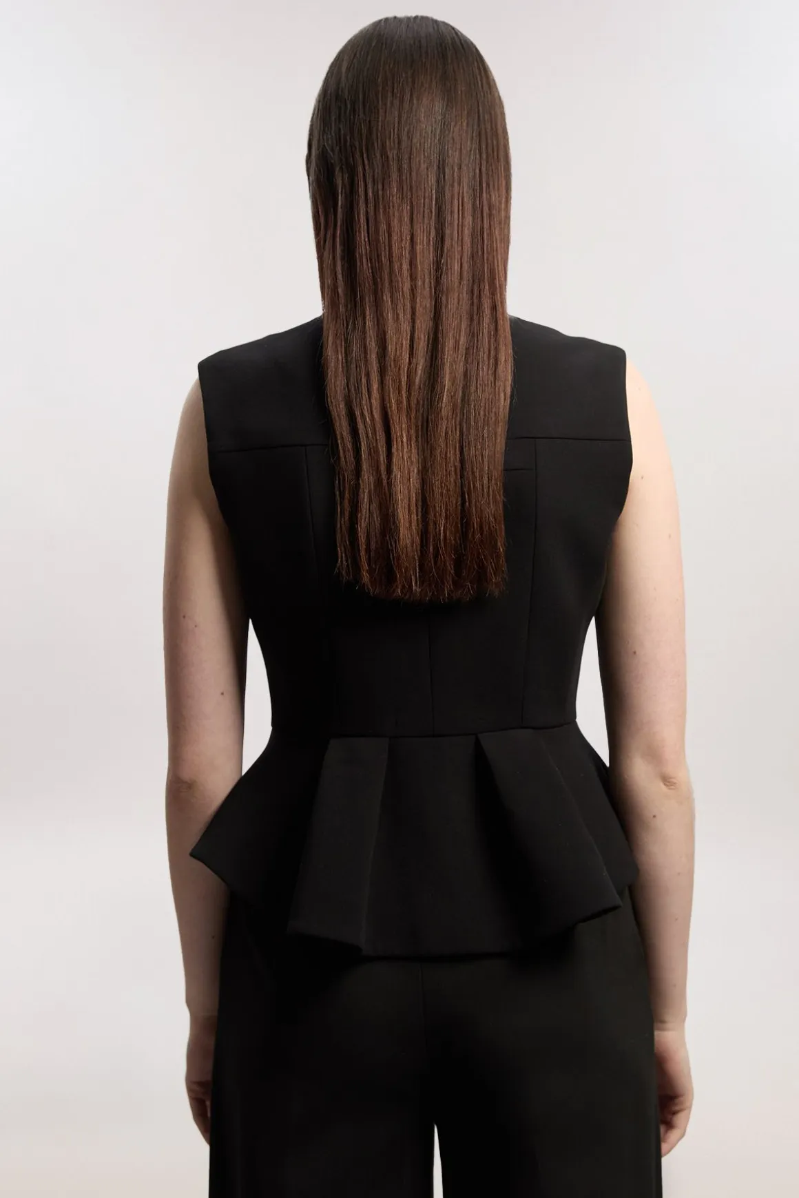 Haut Ajusté À Basque En Tissu Stretch Compact
