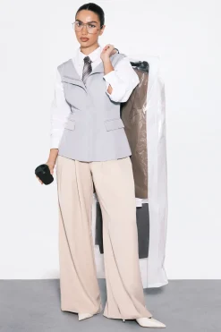 boohoo Haut Ajusté à Col Bateau Longue Coupe<Femme Tailleurs|Tops