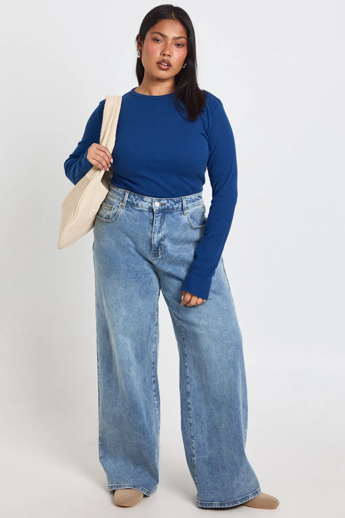 boohoo Haut Ajusté Côtelé À Manches Longues Coupe Longue Plus Basic<Femme Basiques|Tops