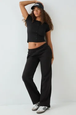 DSGN Studio Haut Ajusté à Côtes avec Broderie Script Carrée et Fermeture Boutonnée<Femme Dsgn Studio|Tops
