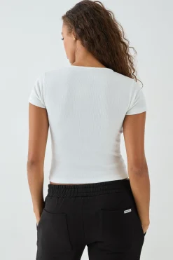 DSGN Studio Haut Ajusté à Côtes Brodé Script Carré avec Boutonnage<Femme Dsgn Studio|Tops