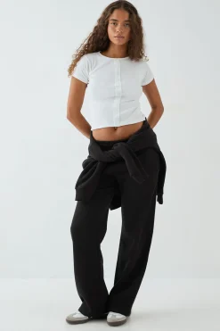 DSGN Studio Haut Ajusté à Côtes Brodé Script Carré avec Boutonnage<Femme Dsgn Studio|Tops