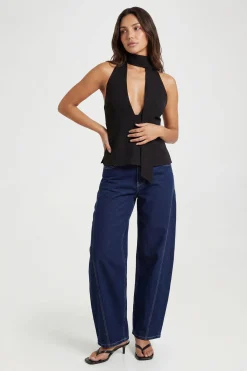 boohoo Haut Ajusté À Décolleté Plongeant Avec Détail Foulard<Femme Tailleurs|Tops