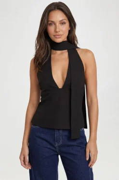 boohoo Haut Ajusté À Décolleté Plongeant Avec Détail Foulard<Femme Tailleurs|Tops