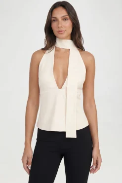 Haut Ajusté À Décolleté Plongeant Avec Détail Foulard