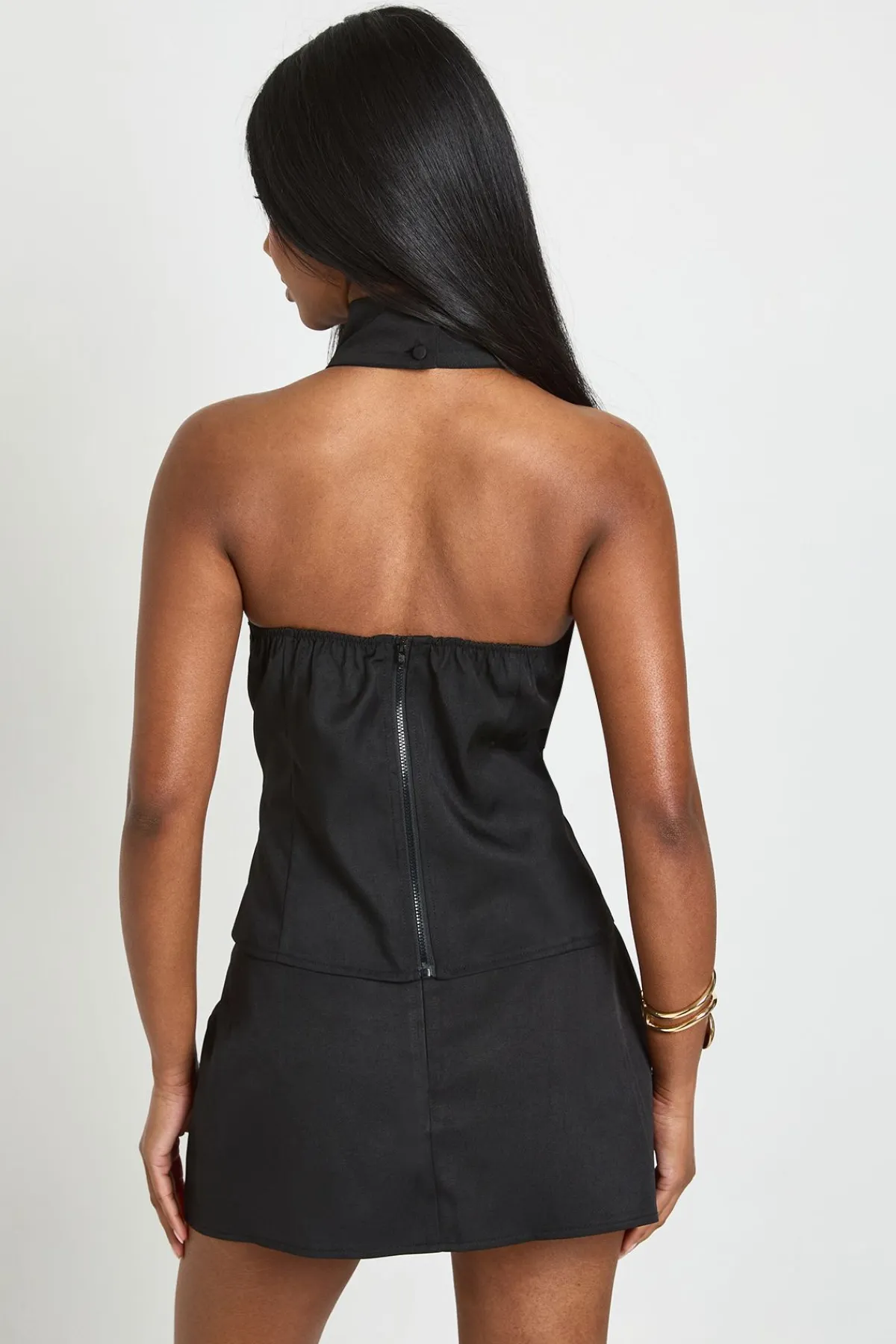 boohoo Haut Ajusté Dos Nu En Crêpe<Femme Tops