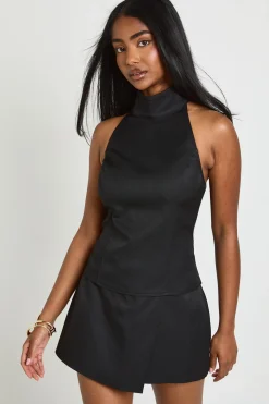 boohoo Haut Ajusté Dos Nu En Crêpe<Femme Tops