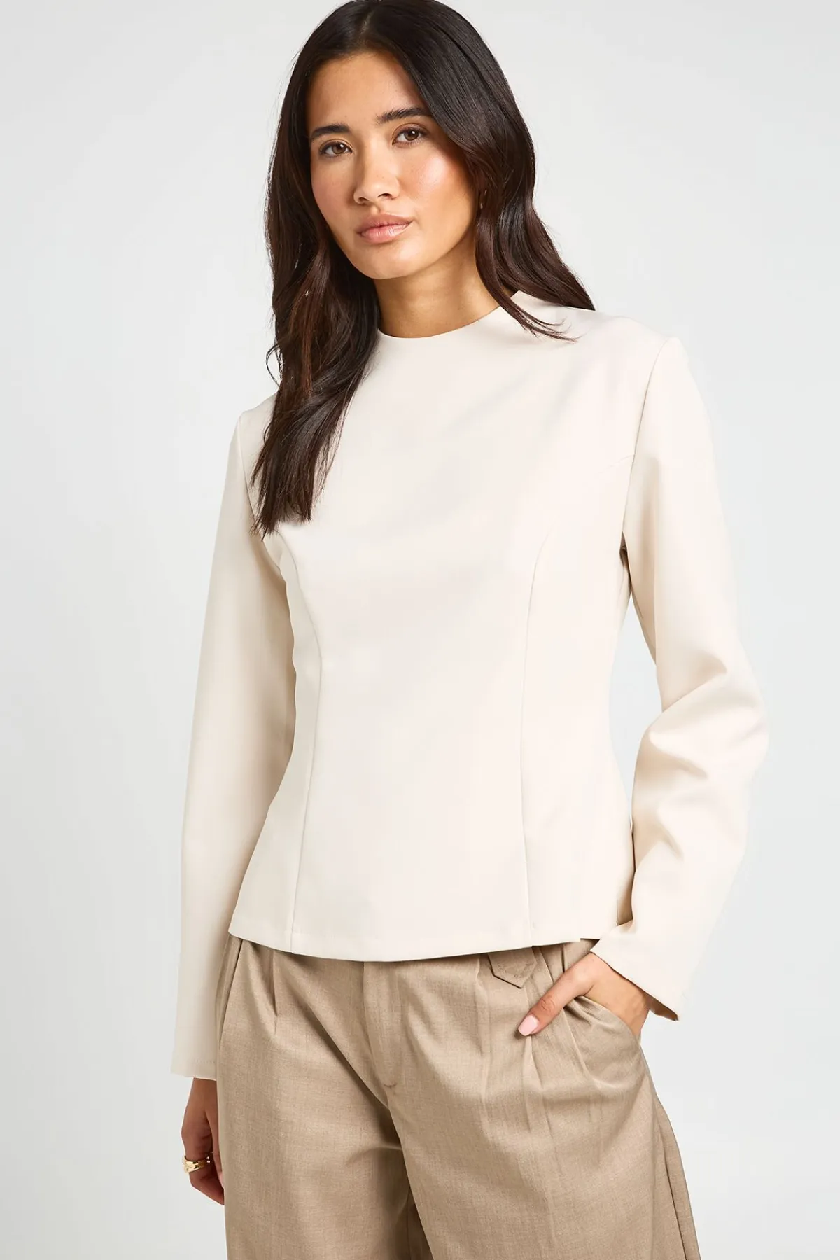 boohoo Haut Ajusté À Détails De Coutures<Femme Tops