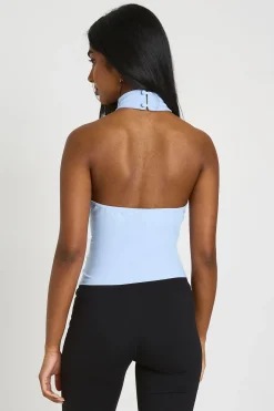 boohoo Haut Ajusté À Encolure Américaine Avec Taille Cintrée<Femme Tops