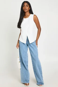 boohoo Haut Ajusté À Fente Frontale<Femme Tops