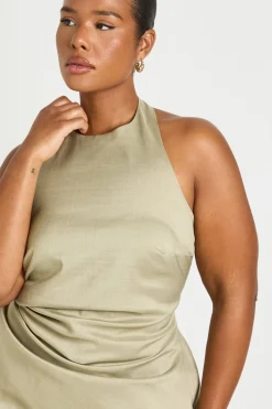 boohoo Haut Ajusté Grande Taille À Col Licou Avec Fronces Latérales Et Texture Chinée<Femme Tops